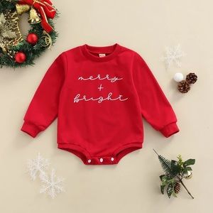 🚨SOLD🚨Merry and Bright Baby Bubble Romper Christmas